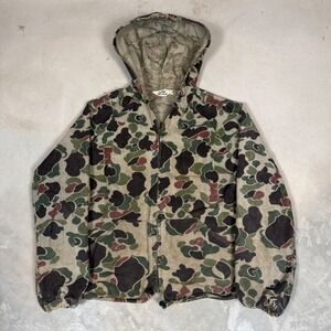 Vintage Duxbak Duck Hunter Camo Full Zip Hoodie Mens XL Cotton Talon Zipper